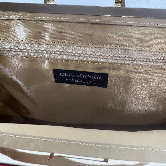 Jones New York Houndstooth Clutch Preppy Classic Core Handbag Tan Leather Strap - Picture 2 of 10